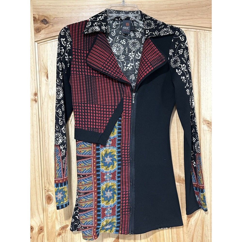 ANAC designed By Kimi Cardigan Jacket Size Small Patchwork Multi Color Art Wear